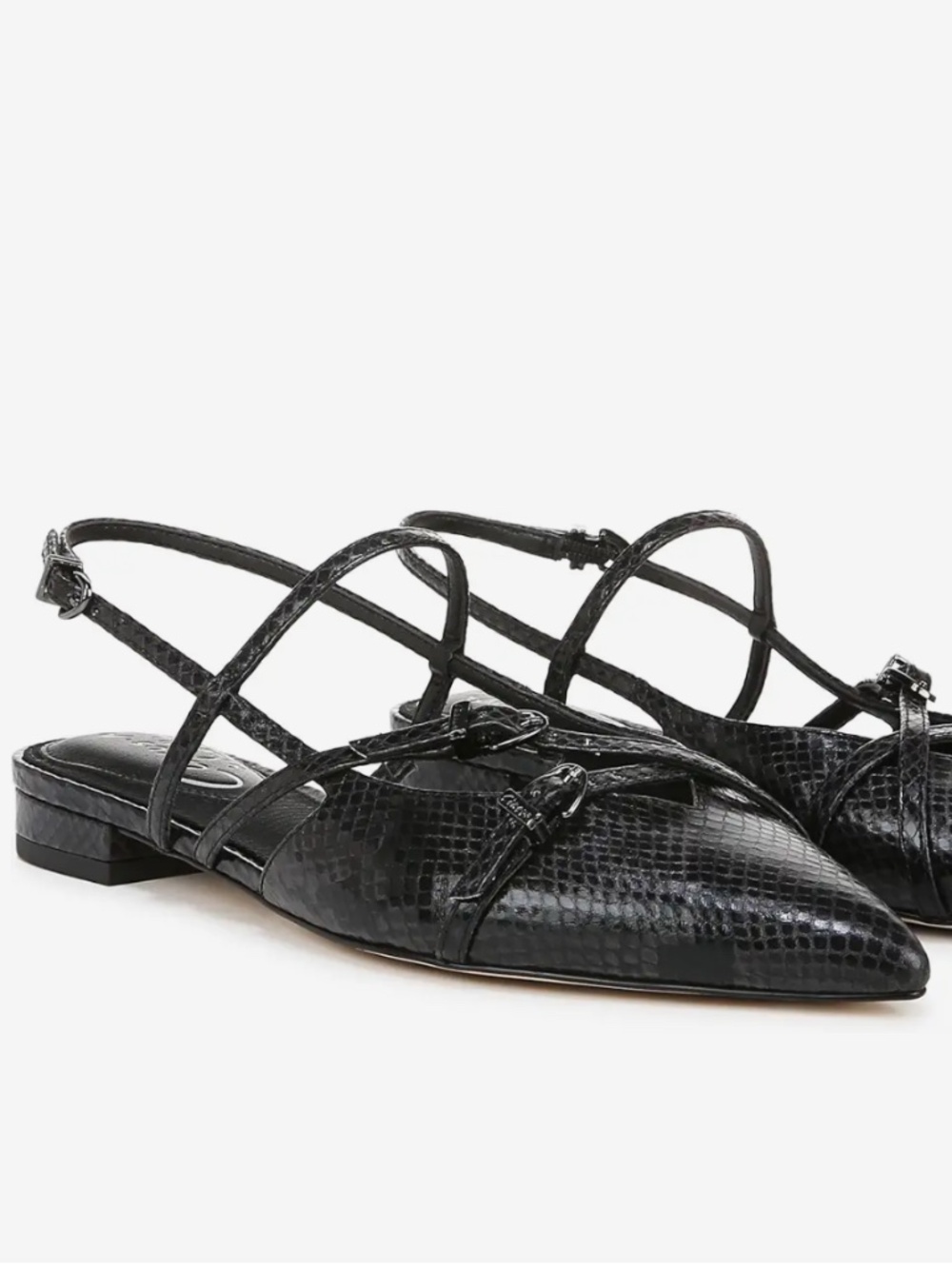 Circus NY by Sam Edelman Lindley Black Snake Pointy Toe Strappy Flats Size 11M